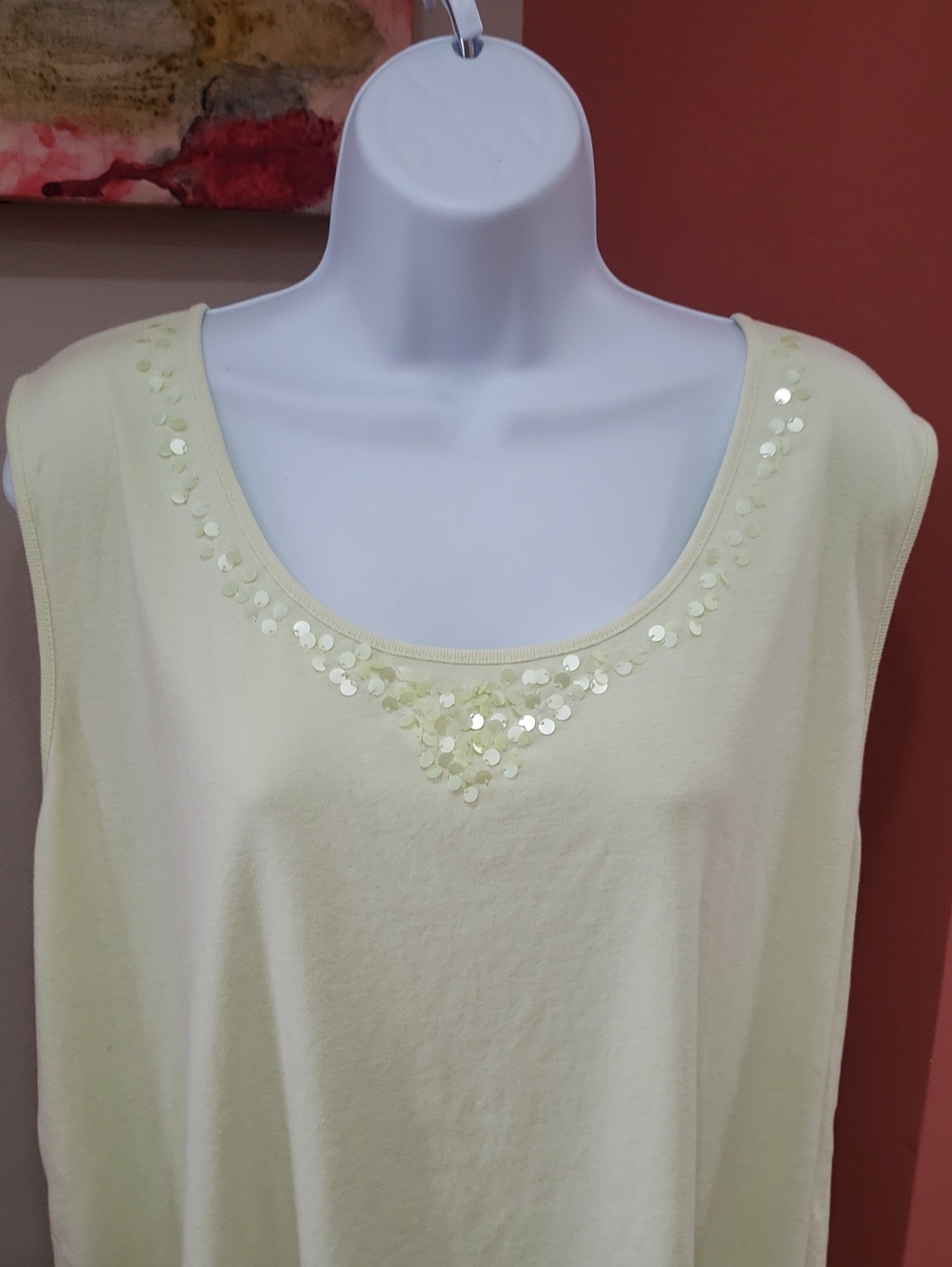 First Issue by Liz Claiborne, Women's Lemon-Lime Sequin Trim Scoopneck Top, 3x